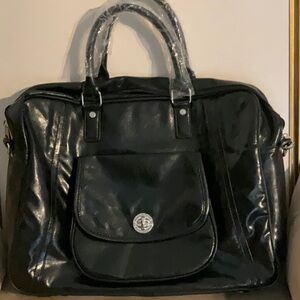 🆕️ ~ Franklin Covey Black Leather Laptop Planner Bag Tote